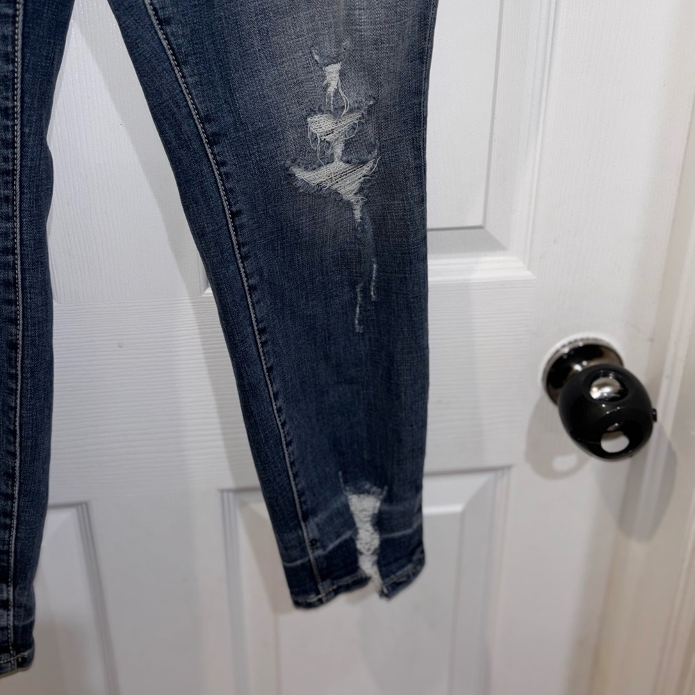 Good American Good Waist Jeans Size 15 Chew Hem Ankle Skinny GWCCH075T Distres‌‌ - Picture 2 of 12